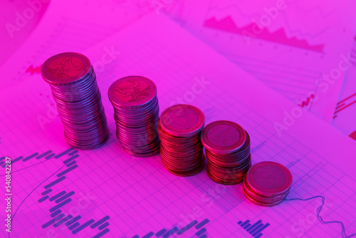 Stacks of coins on diagrams...