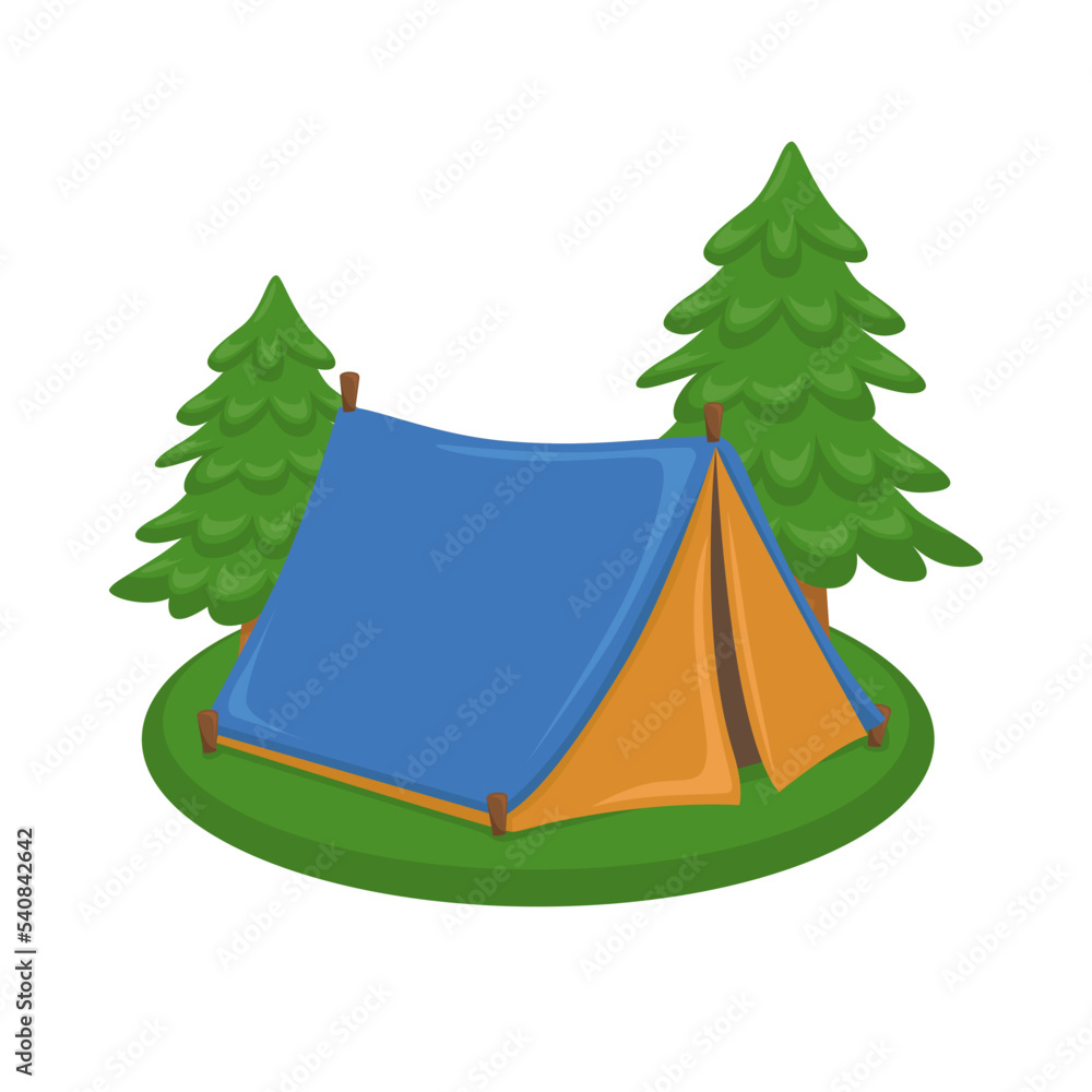 Camping Sign Emoji Icon Illustration. Campsite Vector Symbol Emoticon