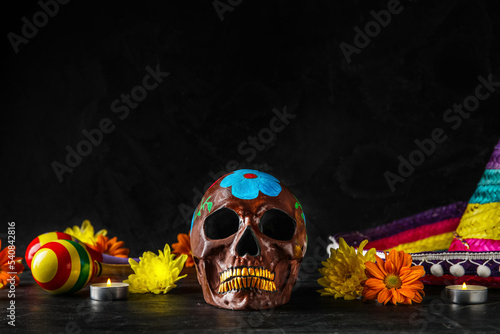 Painted skull for Mexico's ...