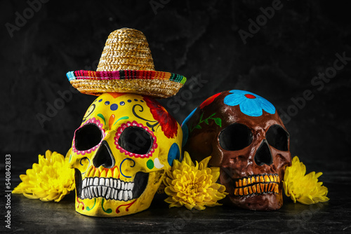 Painted skulls for Mexico's...