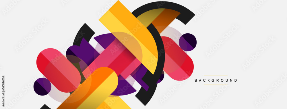 Geometric shapes composition abstract background. Circles lines and rectangles. Vector illustration for wallpaper banner background or landing page Geometric shapes composition abstract background. Circles lines and rectangles. Vector illustration for wallpaper banner background or landing page