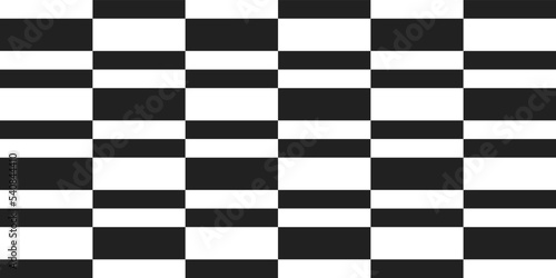 Checkered pattern of thick and thinner rectangles. Seamless black and white checkerboard pattern.
