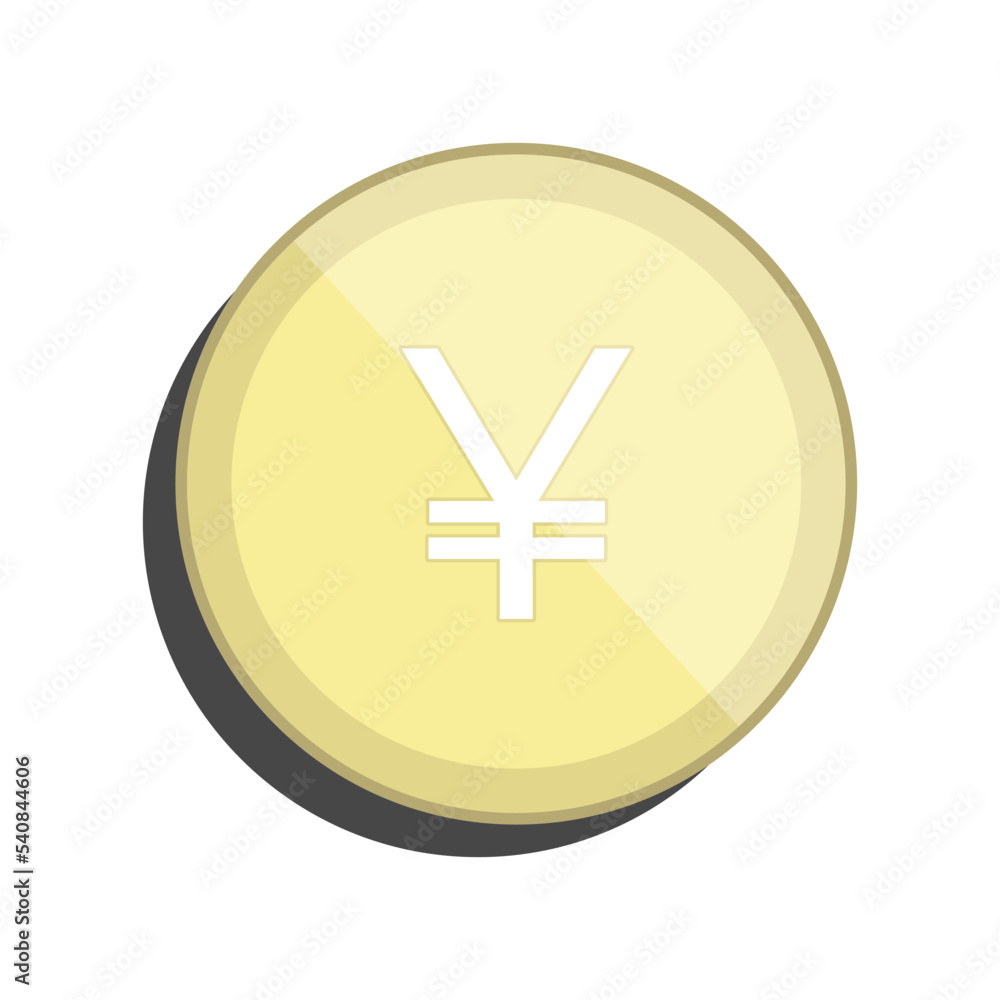 Yen Japan currency symbol coin cartoon object on white background, vector illustration Yen Japan currency symbol coin cartoon object on white background, vector illustration