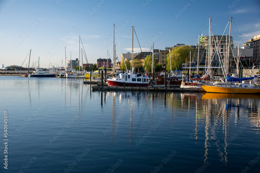 boats in the harbor in Victoria, BC