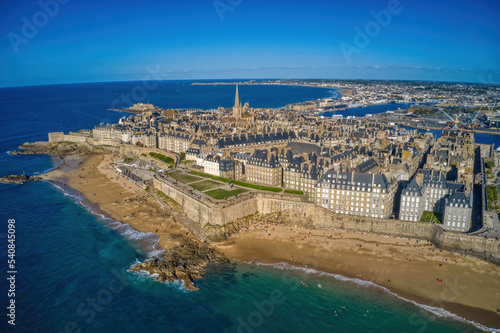 Photography Aerial View of the Vacation City of Saint Malo, France