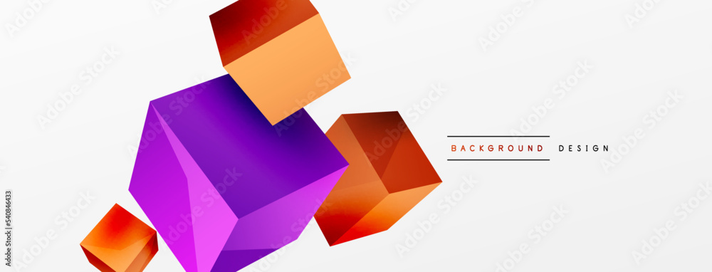 3d cubes vector abstract background. Composition of 3d square shaped basic geometric elements. Trendy techno business template for wallpaper, banner, background or landing 3d cubes vector abstract background. Composition of 3d square shaped basic geometric elements. Trendy techno business template for wallpaper, banner, background or landing