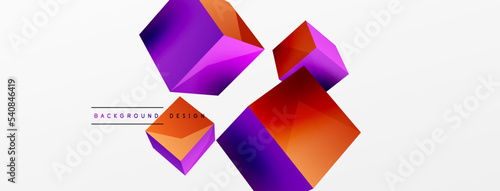 3d cubes vector abstract background. Composition of 3d square shaped basic geometric elements. Trendy techno business template for wallpaper  banner  background or landing