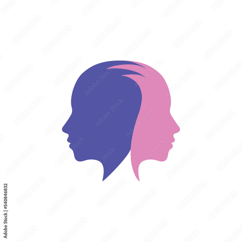 Woman face silhouette character illustration. beauty logo icon vector. Psychology logo