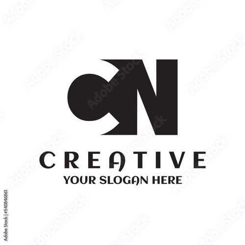 Simple modern creative minimal CN logo letter unique style design