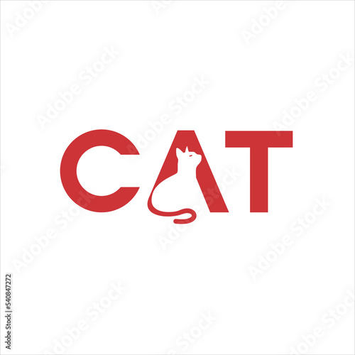 Cat text logo vector white background