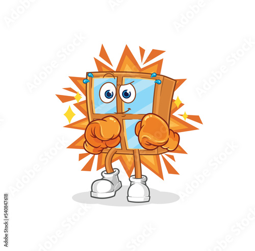 window boxer character. cartoon mascot vector