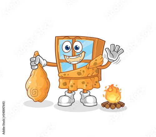 window ancient cartoon. cartoon mascot vector