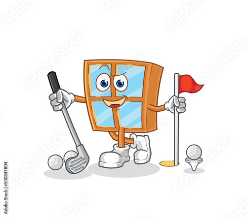 window playing golf vector. cartoon character