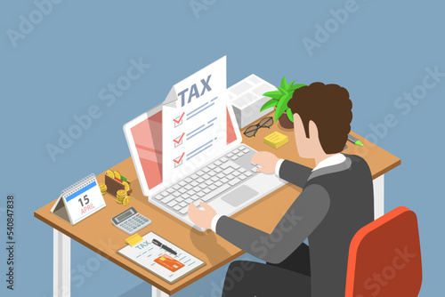 3D Isometric Flat Vector Conceptual Illustration of Tax , Financial Consulting and Financial Administration