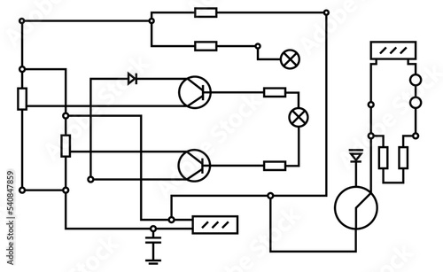Illustration of wiring diagram on white background, banner design