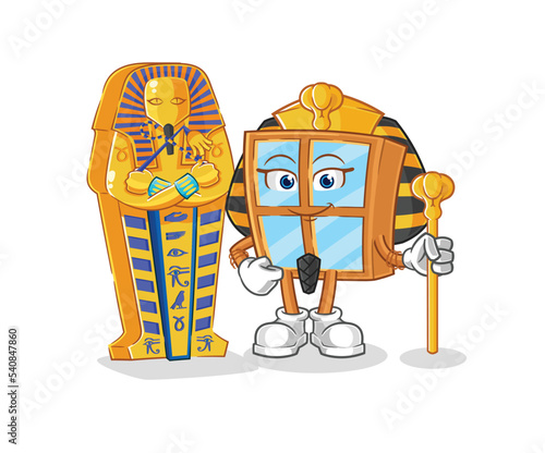 window ancient egypt cartoon. cartoon mascot vector