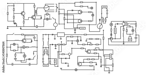 Illustration of wiring diagram on white background, banner design
