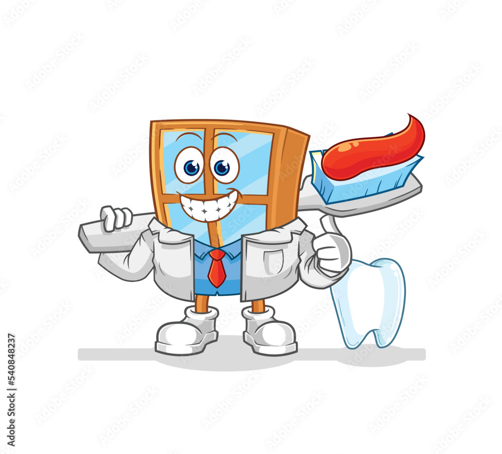 window dentist illustration. character vector