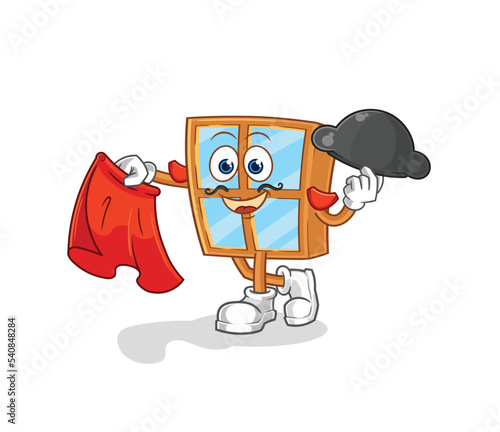 window matador with red cloth illustration. character vector