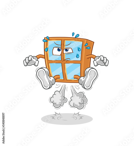 window fart jumping illustration. character vector