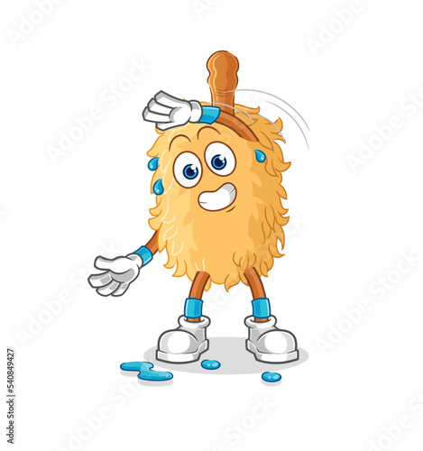 feather duster stretching character. cartoon mascot vector