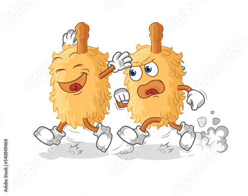 feather duster play chase cartoon. cartoon mascot vector