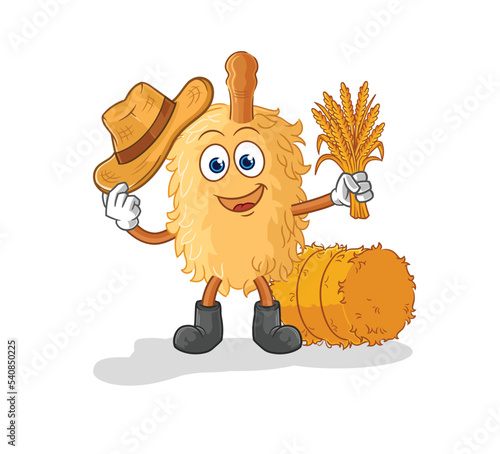 feather duster farmer mascot. cartoon vector