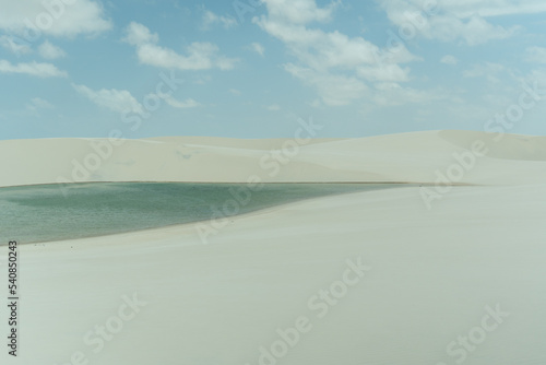 Lagoon with dune in the horizon, Lençois Maranhenses, Brazil 