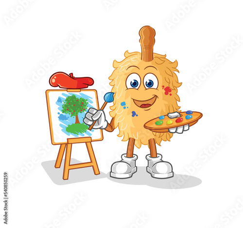 feather duster artist mascot. cartoon vector