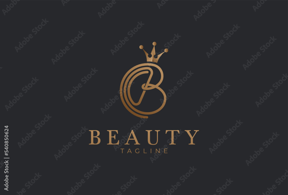 Letter B Logo, elegant letter L with gold colour, vector illustration Letter B Logo, elegant letter L with gold colour, vector illustration