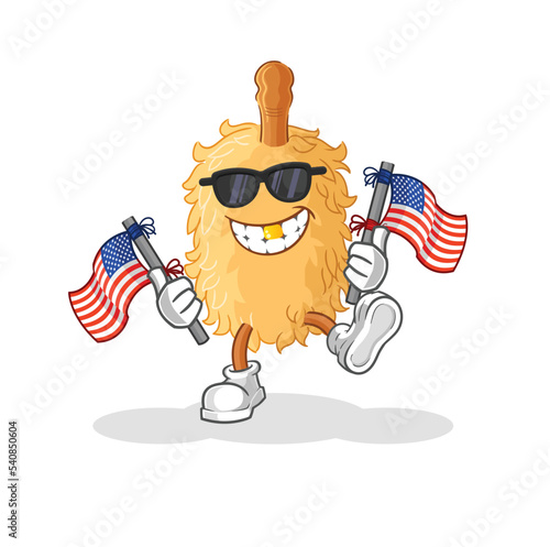 feather duster american youth cartoon mascot vector