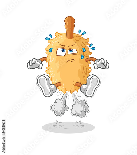 feather duster fart jumping illustration. character vector
