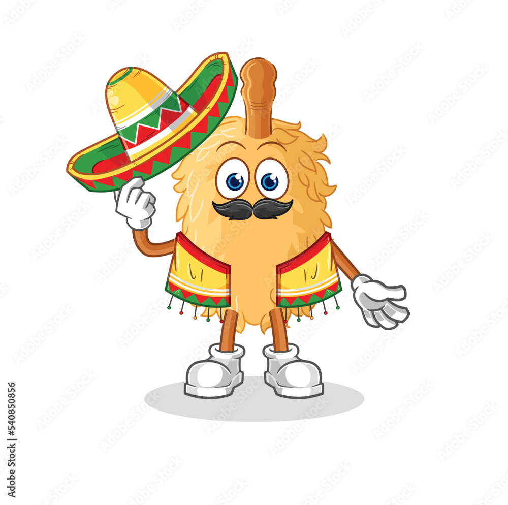 Fototapeta premium feather duster Mexican culture and flag. cartoon mascot vector