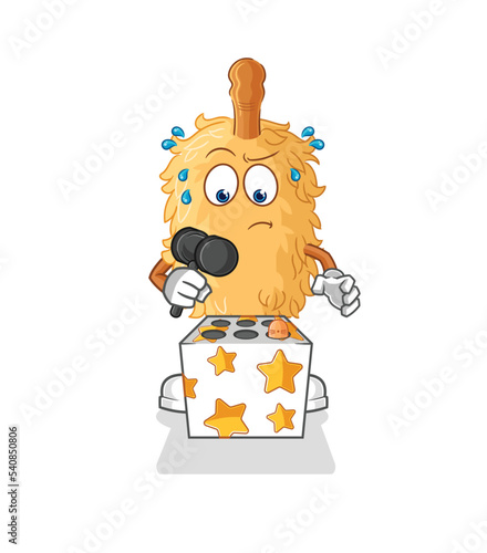 feather duster play whack a mole mascot. cartoon vector