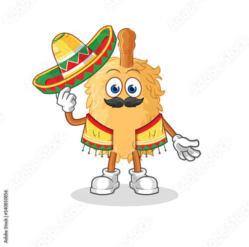 feather duster Mexican culture and flag. cartoon mascot vector