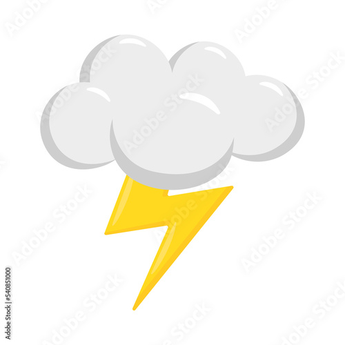 Cloud Lightning Sign Emoji Icon Illustration. Storm Vector Symbol Emoticon Design Clip Art Sign Comic Style.