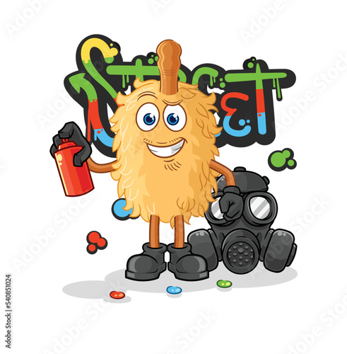 feather duster graffiti artist vector. cartoon character