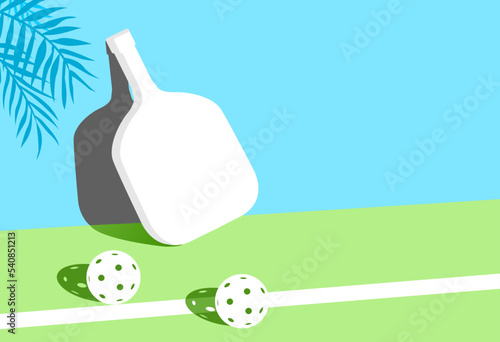 Premium Editable Vector Background of Pickleball paddle and ball for any graphic purpose