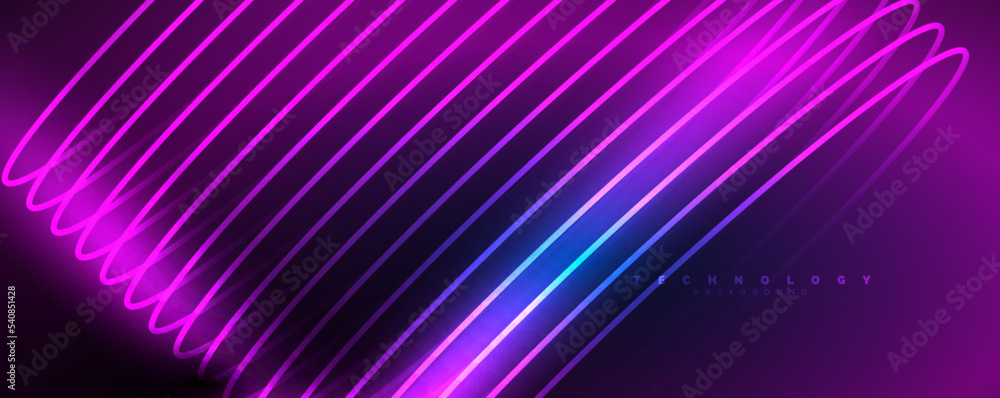 Shiny neon waves, dynamic electric motion, energy or speed concept. Vector illustration for wallpaper, banner, background, leaflet, catalog, cover, flyer Shiny neon waves, dynamic electric motion, energy or speed concept. Vector illustration for wallpaper, banner, background, leaflet, catalog, cover, flyer