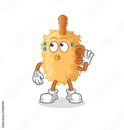 feather duster eavesdropping vector. cartoon character
