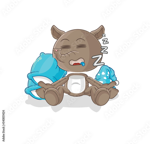 tapir sleeping character. cartoon mascot vector