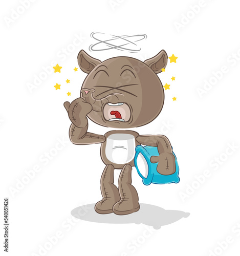 tapir yawn character. cartoon mascot vector