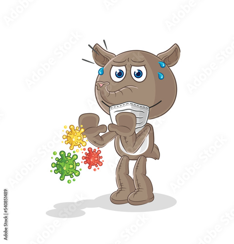 tapir refuse viruses cartoon. cartoon mascot vector