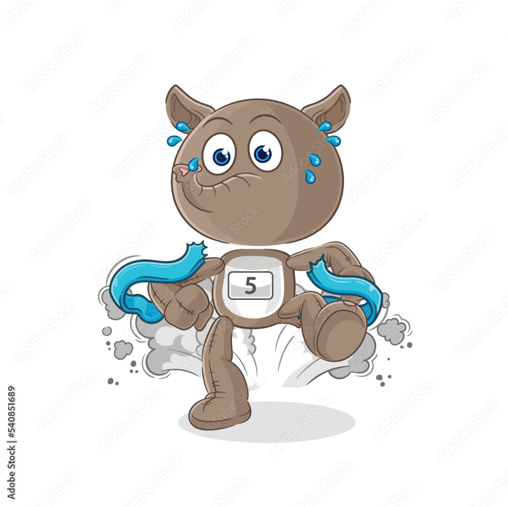 tapir runner character. cartoon mascot vector tapir runner character. cartoon mascot vector