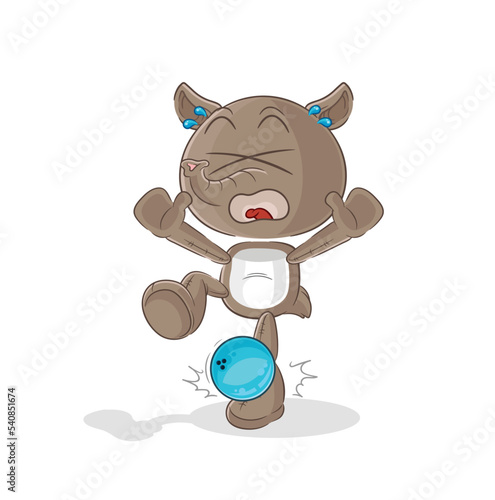 tapir hiten by bowling cartoon. cartoon mascot vector