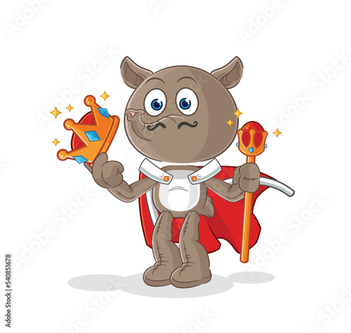 tapir king vector. cartoon character