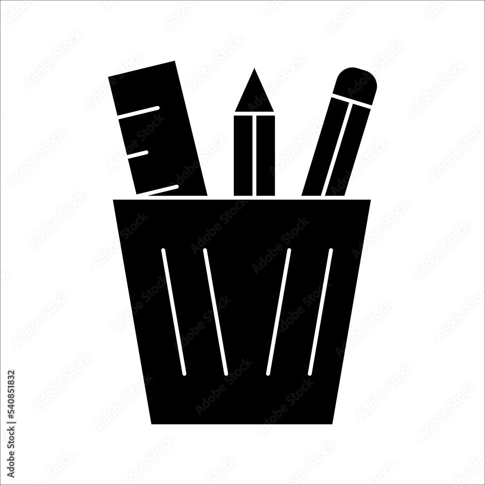 Pencil stand, stationery icon in trendy outline style design. Vector graphic illustration. Pencil stand icon for website design, logo, and ui. Editable vector stroke. EPS 10.