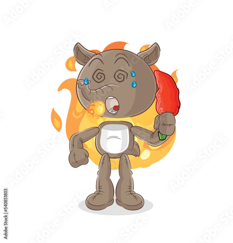tapir eat hot chilie mascot. cartoon vector