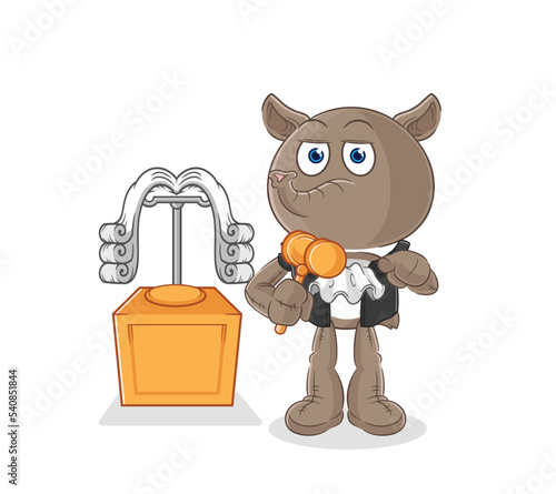 tapir judge holds gavel. character vector