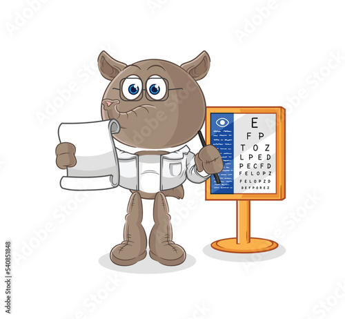 tapir oculist cartoon. cartoon mascot vector